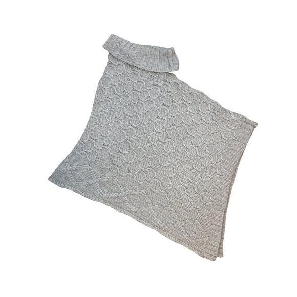 Wooden Ships Women's Lagenlook Beige Cream Mohair Knit Cowl Neck Poncho Shawl - Picture 6 of 7